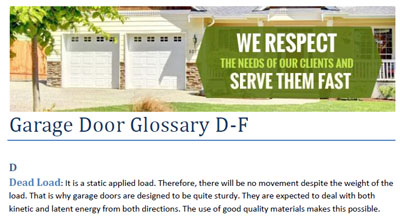 Glossary - Garage Door Repair Mamaroneck